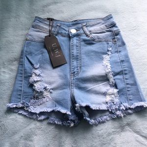 NWT Distressed High Rise Shorts from Fashion Nova